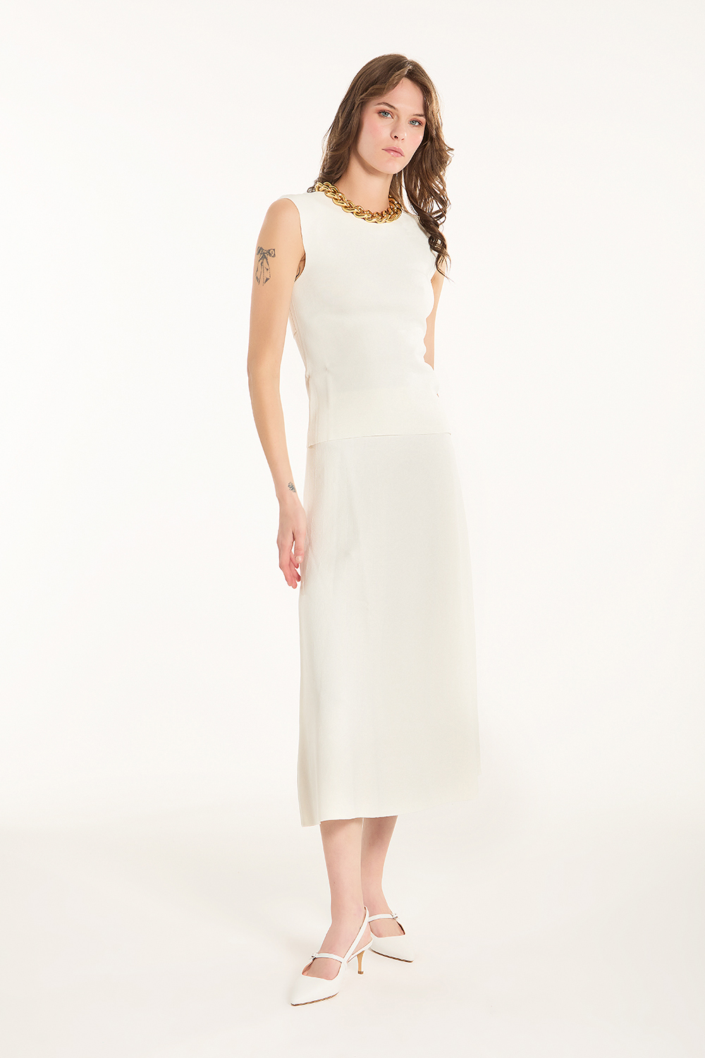 ワンピース PAROSH Women Mid Skirts NIXIE D722515 101 233879 WHITE P.A.R.O.S.H. - Skirt
